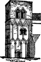 barton-on-humber kerk, kort werk, wijnoogst gravure. vector