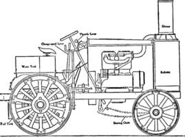 maarschalk agrarisch hydraulisch uitrusting tractor, wijnoogst illustratie. vector