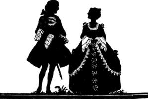 silhouet van een Mens en vrouw, wijnoogst illustratie vector