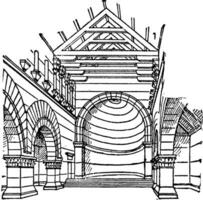 kerk Bij kalb louzeh, wijnoogst illustratie. vector