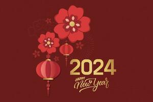 Chinese maan- nieuw jaar festival 2024 viering, gelukkig nieuw jaar achtergrond decoratief elementen. vector