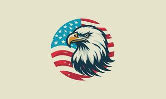 hoofd adelaar met vlag Amerikaans vector vlak ontwerp