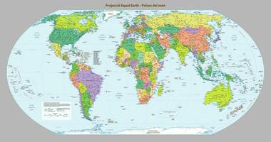 Catalaans taal politiek kaart van de wereld Gelijk aarde projectie vector