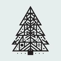 meetkundig Kerstmis boom met ster Aan bovenkant, zwart schets vorm meetkundig Kerstmis boom silhouet geïsoleerd minimaal uniek creatief Kerstmis boom Kerstmis elegant ontwerp pijnboom boom abstract ontwerp vector