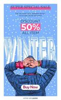 winter uitverkoop poster hand- getrokken stijl vector illustratie