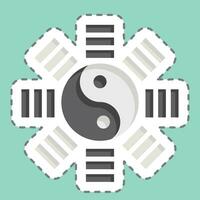 sticker lijn besnoeiing yin yang. verwant naar Chinese nieuw jaar symbool. gemakkelijk ontwerp bewerkbaar. gemakkelijk illustratie vector