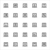 app laptop icoon set. lijn icoon verzameling. met pictogrammen. vector