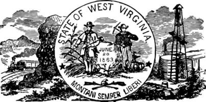 de officieel ons staat zegel van west Virginia wijnoogst illustratie vector