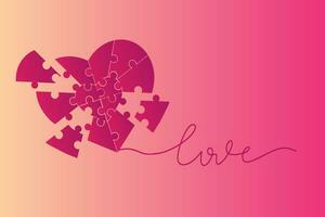 hart, symbool van liefde en Valentijnsdag dag. een groot hart gemaakt van klein roze harten en de opschrift liefde. vector illustratie. vector illustratie. vector