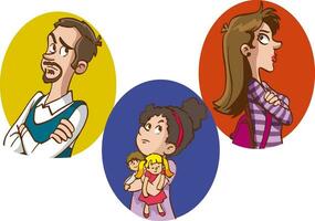 vector illustratie van een familie hebben een ruzie met hun kind.