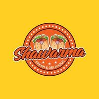 shoarma logo ontwerp vers en heerlijk vector