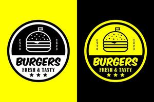 hamburger logo sjabloon ontwerp vers en smakelijk vector