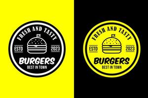 hamburger logo vector kunst ontwerp vers en smakelijk