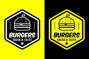 hamburger logo vector ontwerp vers en smakelijk