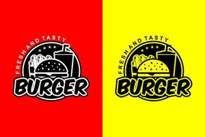 hamburger logo vers en smakelijk ontwerp sjabloon vector