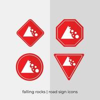 verschillend vallend rotsen weg teken vector verzameling in rood pictogrammen
