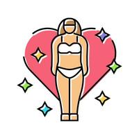 lichaam positiviteit feminisme vrouw kleur icoon vector illustratie