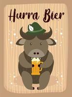 buffel cartoon schattige dieren oktober bierfestival vector