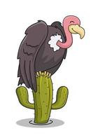 gier vogel bij cactus illustraties cartoon vector