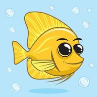 gele tang cartoon schattige vissen illustraties vector