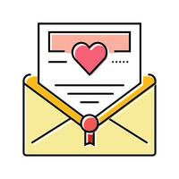 liefde brief kleur icoon vector illustratie
