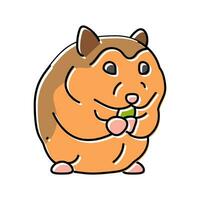 hamster met voedsel huisdier kleur icoon vector illustratie