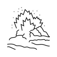 gevaarlijk exploderend vulkaan lijn icoon vector illustratie