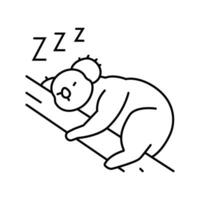 slaperig koala slaap nacht lijn icoon vector illustratie