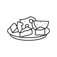 kaas schotel Frans keuken lijn icoon vector illustratie