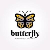 vlinder logo ontwerp met groen Vleugels, wijnoogst illustratie van schoonheid insect vector