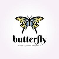 gemakkelijk groen wijnoogst vlinder logo, mooi vlinder icoon vector illustratie