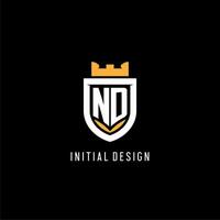 eerste nd logo met schild, esport gaming logo monogram stijl vector