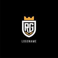 eerste rg logo met schild, esport gaming logo monogram stijl vector
