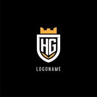 eerste hg logo met schild, esport gaming logo monogram stijl vector