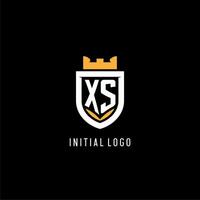 eerste xs logo met schild, esport gaming logo monogram stijl vector