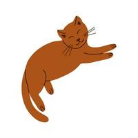 vlak hand- getrokken schattig huiselijk kat in tekenfilm minimalistisch stijl Aan wit achtergrond. uniek illustratie voor sticker, decoratie. ideaal voor kinderen textiel, decoratie, poster vector