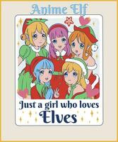 anime elf alleen maar een meisje wie liefdes elfen vector
