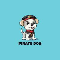 de hond draagt een piraat kleding mascotte logo ontwerp sjabloon vector icoon illustratie. hond piraat symbool