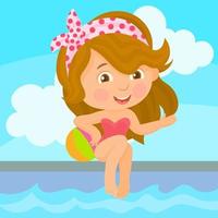 klein meisje geniet van de vakantie op het strand vector