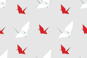 illustratie abstract patroon van de wit en rood origami vogel en met licht grijs achtergrond. vector