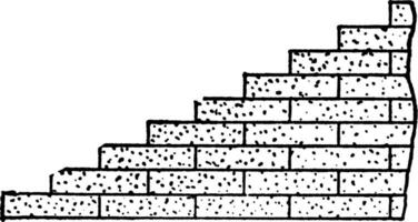 metselwerk, rekken, fronsend, wijnoogst gravure. vector