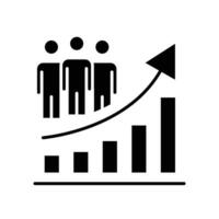 bevolking groei icoon. gemakkelijk solide stijl. toenemen sociaal ontwikkeling, economisch evolutie, globaal demografie diagram concept. zwart silhouet, glyph symbool. vector illustratie geïsoleerd.