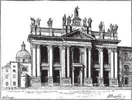basiliek van heilige John lateraans in Vaticaan stad, wijnoogst gravure vector