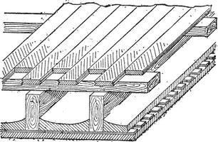 balk, wijnoogst gravure. vector