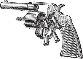 Colt revolver, wijnoogst gravure. vector