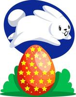 wit Pasen konijn jumping over- rood ei illustratie web vector Aan wit achtergrond