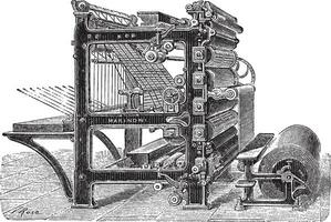 marinoni roterend het drukken druk op wijnoogst gravure vector