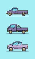 set mini pick-up truck vector