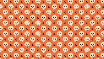 maan met schedel schattig handgetekende vector patroon banner happy halloween dag van de doden