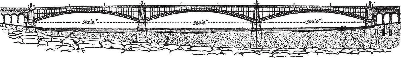 st louis brug, wijnoogst illustratie. vector